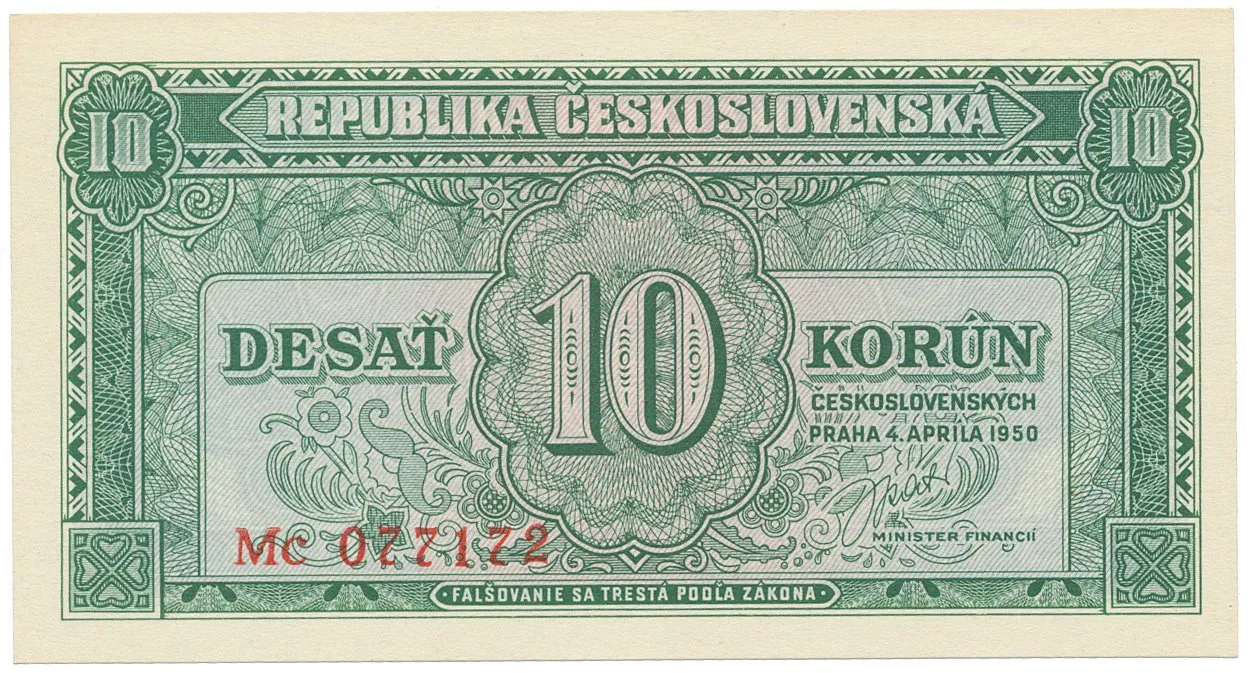 Československo, 10 Koruna 1950, série Aa - Zh, Hej.86b