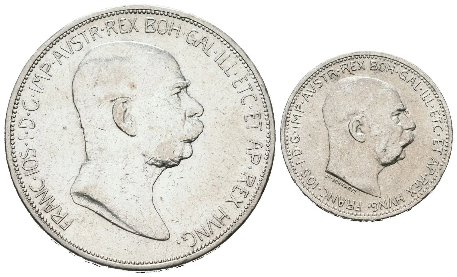 Sada mincí 1 Koruna 1915 a 5 Koruna 1908 - jubilejní