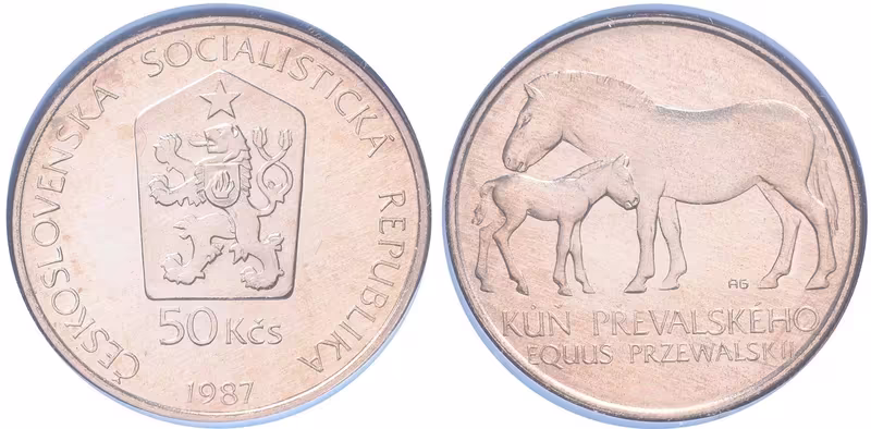 50 Kčs 1987 - Kůň Převalského, PROOF
