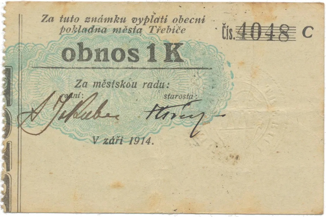 Třebíč - město, 1 K září 1914, silnější K, HH.223.5.10j1