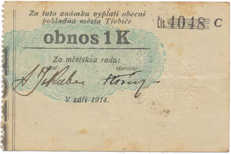 Třebíč - město, 1 K září 1914, silnější K, HH.223.5.10j1