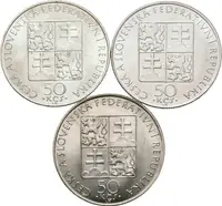 50 Kčs 1990 - Svatá Anežka, lesk_3 ks — 2