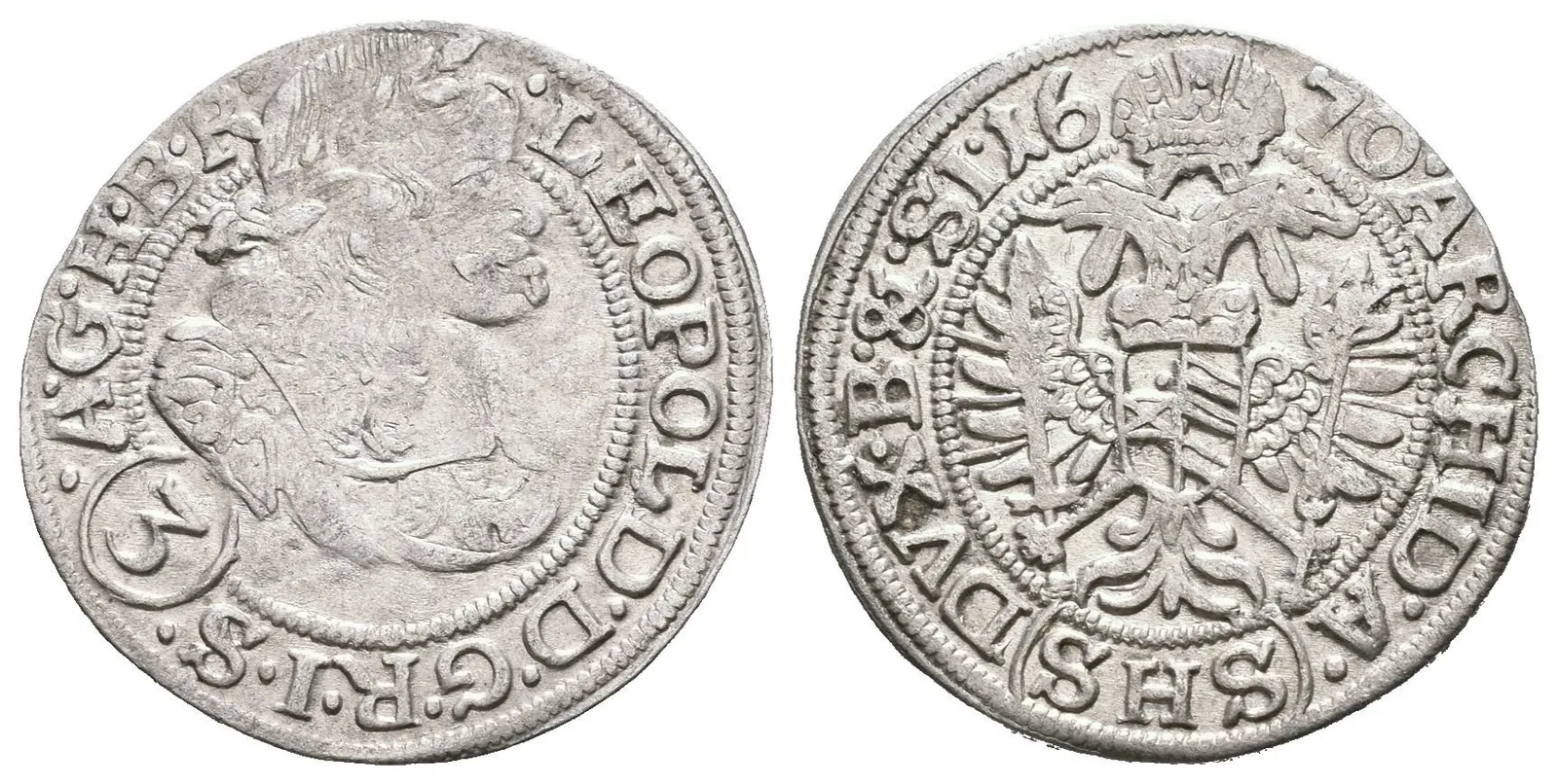 3 Krejcar 1670 SHS, Vratislav-Hammerschmidt, Hal.1623, patina, exc. — 1
