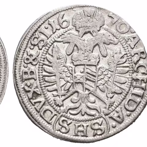 3 Krejcar 1670 SHS, Vratislav-Hammerschmidt, Hal.1623, patina, exc.