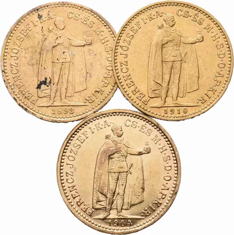 10 Koruna 1893 KB, 1904 KB, 1910 KB