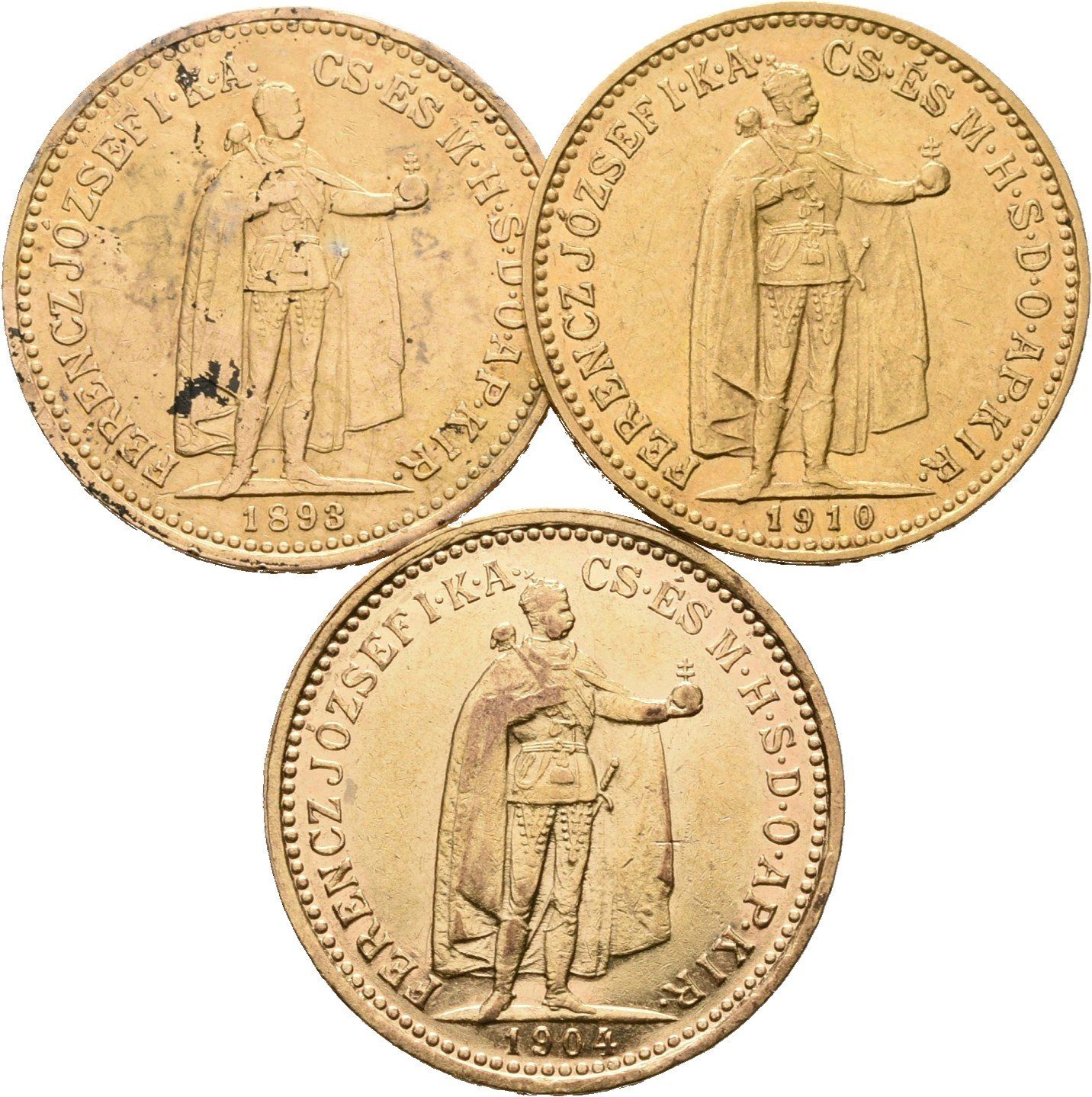 10 Koruna 1893 KB, 1904 KB, 1910 KB