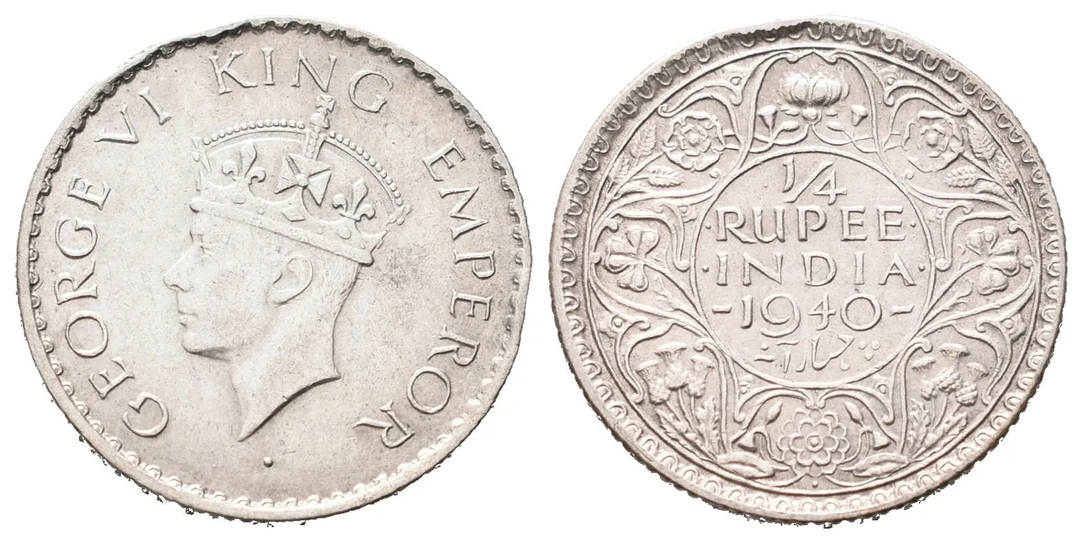 Indie, 1/4 Rupie 1940