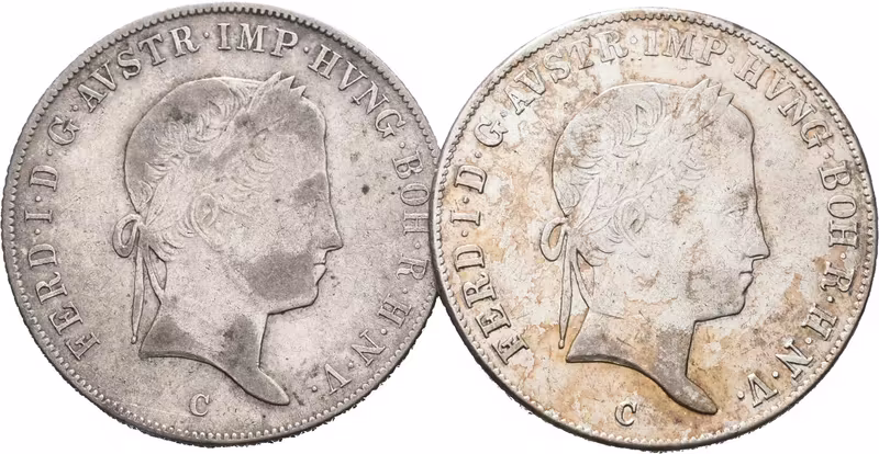 Ferdinand V., 20 Krejcar 1847 C a 1848 C, Praha, lot 2 ks
