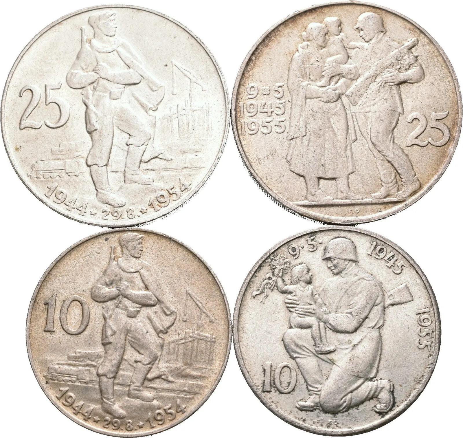 Soubor mincí 10 a 25 Kčs 1954, 1955 - Slovenské národní povstání a — 1