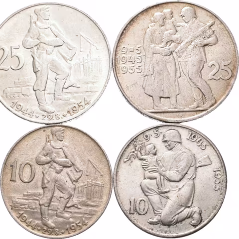 Soubor mincí 10 a 25 Kčs 1954, 1955 - Slovenské národní povstání a