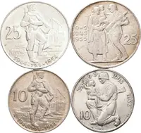 Soubor mincí 10 a 25 Kčs 1954, 1955 - Slovenské národní povstání a — 1