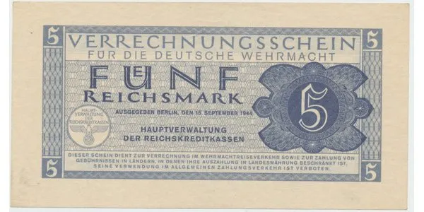 Německo - Wehrmacht, 5 Reichsmark 1944, Ro.512