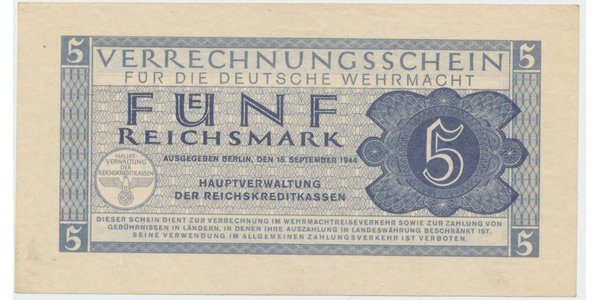 Německo - Wehrmacht, 5 Reichsmark 1944, Ro.512