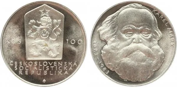100 Kčs 1983 - Karel Marx, PROOF