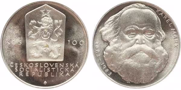 100 Kčs 1983 - Karel Marx, PROOF