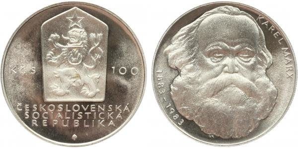 100 Kčs 1983 - Karel Marx, PROOF