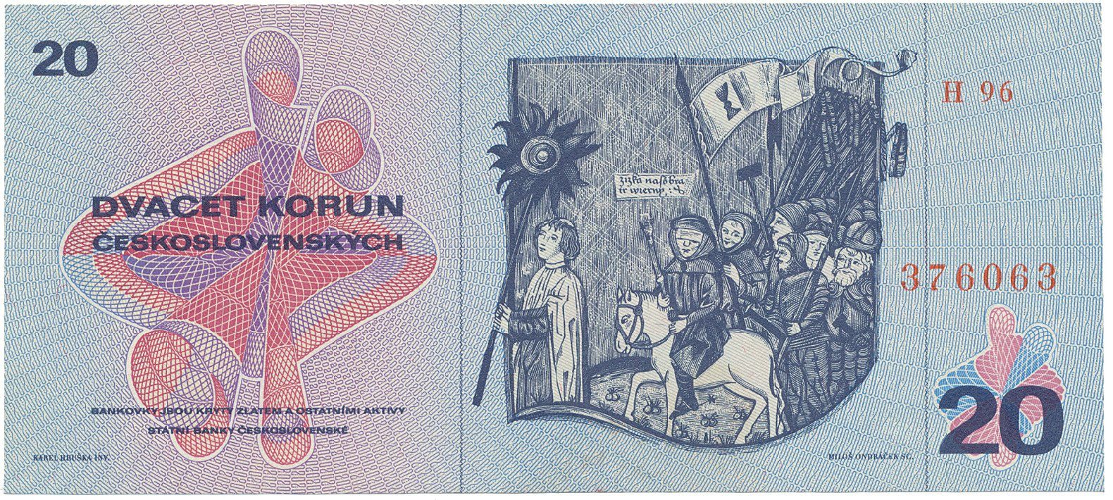 Československo, 20 Koruna 1970, poslední série H 96, Hej.104aH