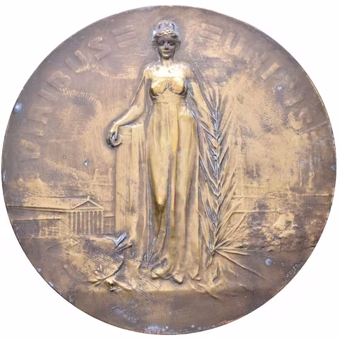 AE Medaile 1908 (L. Hujer) - K 60. výročí panování Františka Josefa I. Stojící císař před