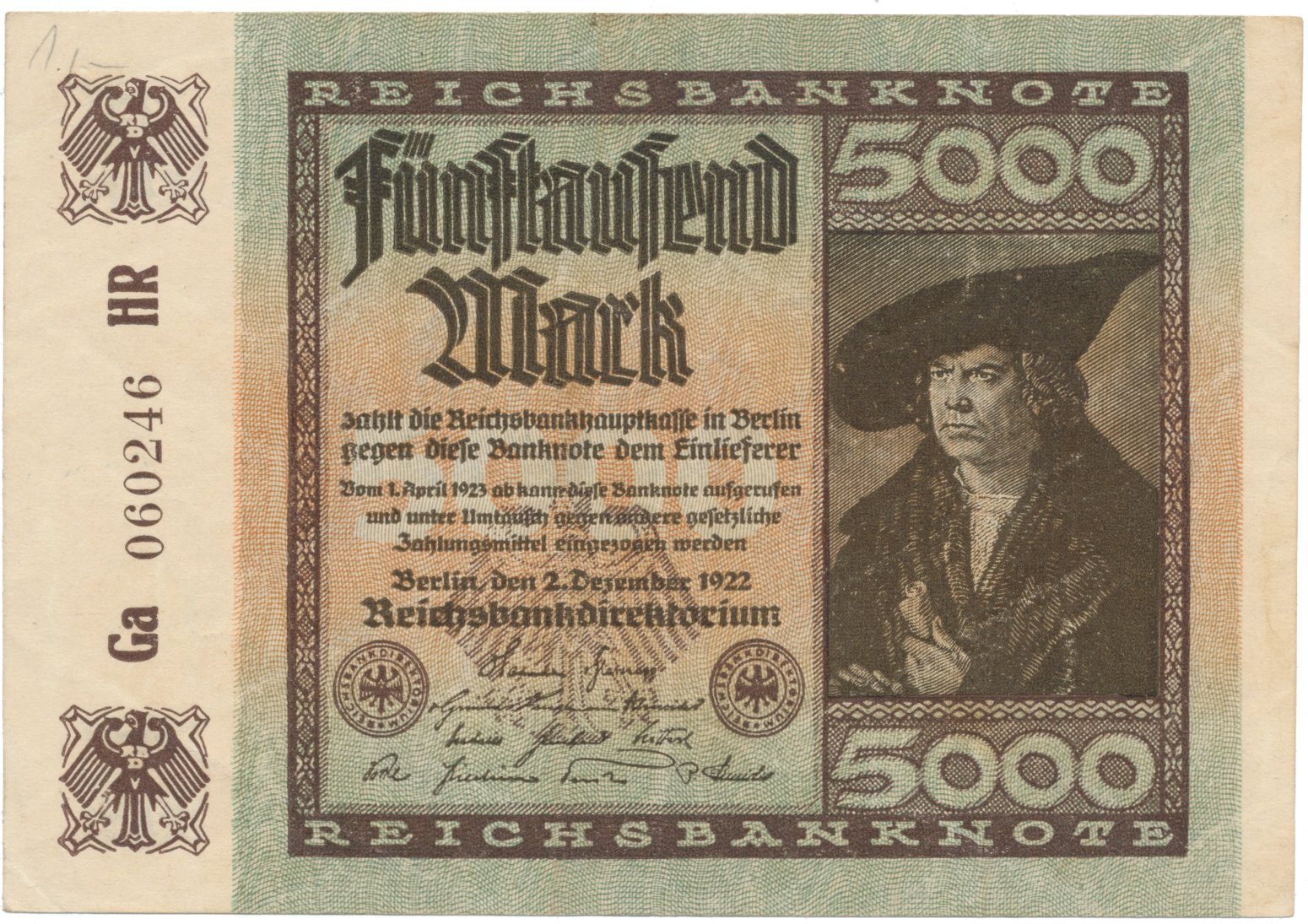 Německo, 5000 Mark 1922, Ro.80a
