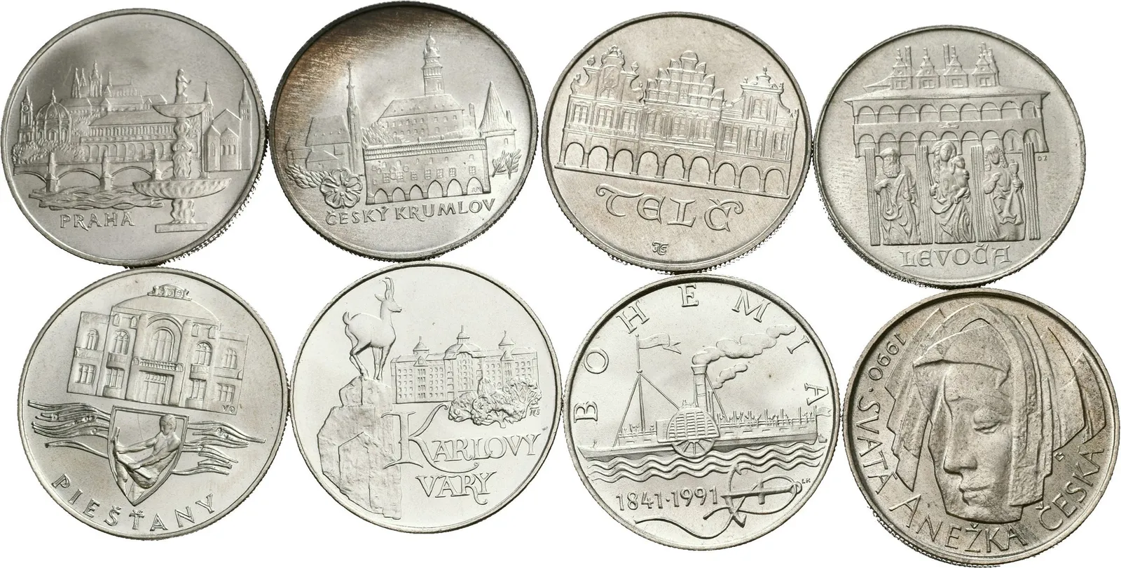 Soubor mincí 50 Kčs - 1986 - Český Krumlov, Praha, Telč a Levoča, — 1