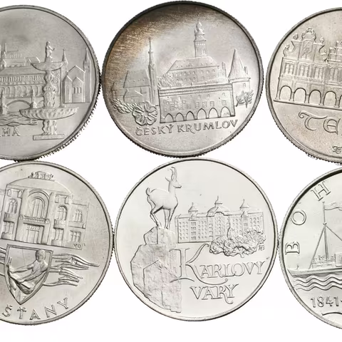 Soubor mincí 50 Kčs - 1986 - Český Krumlov, Praha, Telč a Levoča,