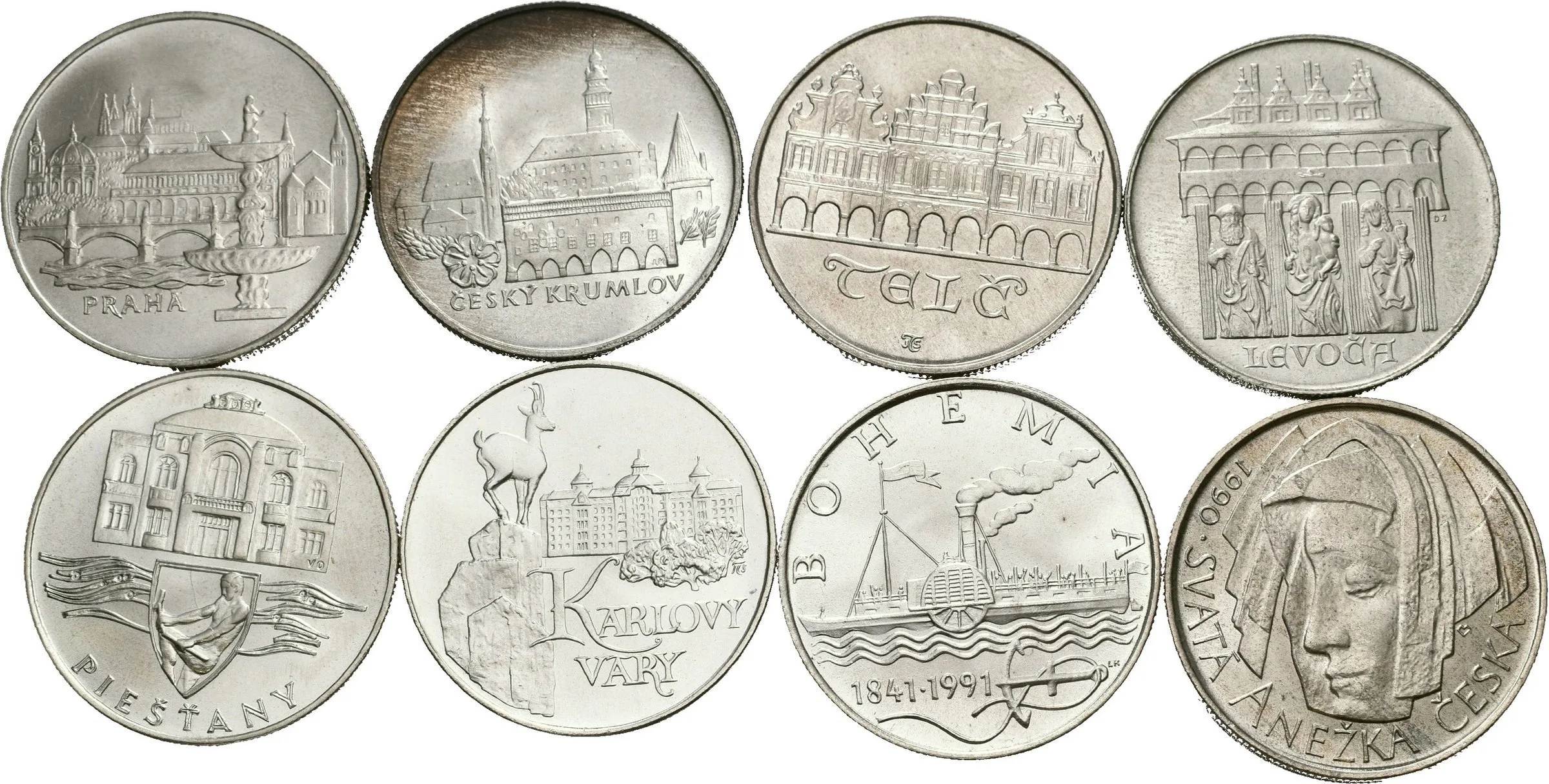Soubor mincí 50 Kčs - 1986 - Český Krumlov, Praha, Telč a Levoča, — 1