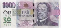 1000 Koruna 2008/2023, série R 10, s pamětním přítiskem 30 let ČNB,1993-2023