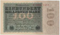 Německo, 100 Millionen Mark 1923, Eichenlaub, Ro.106a