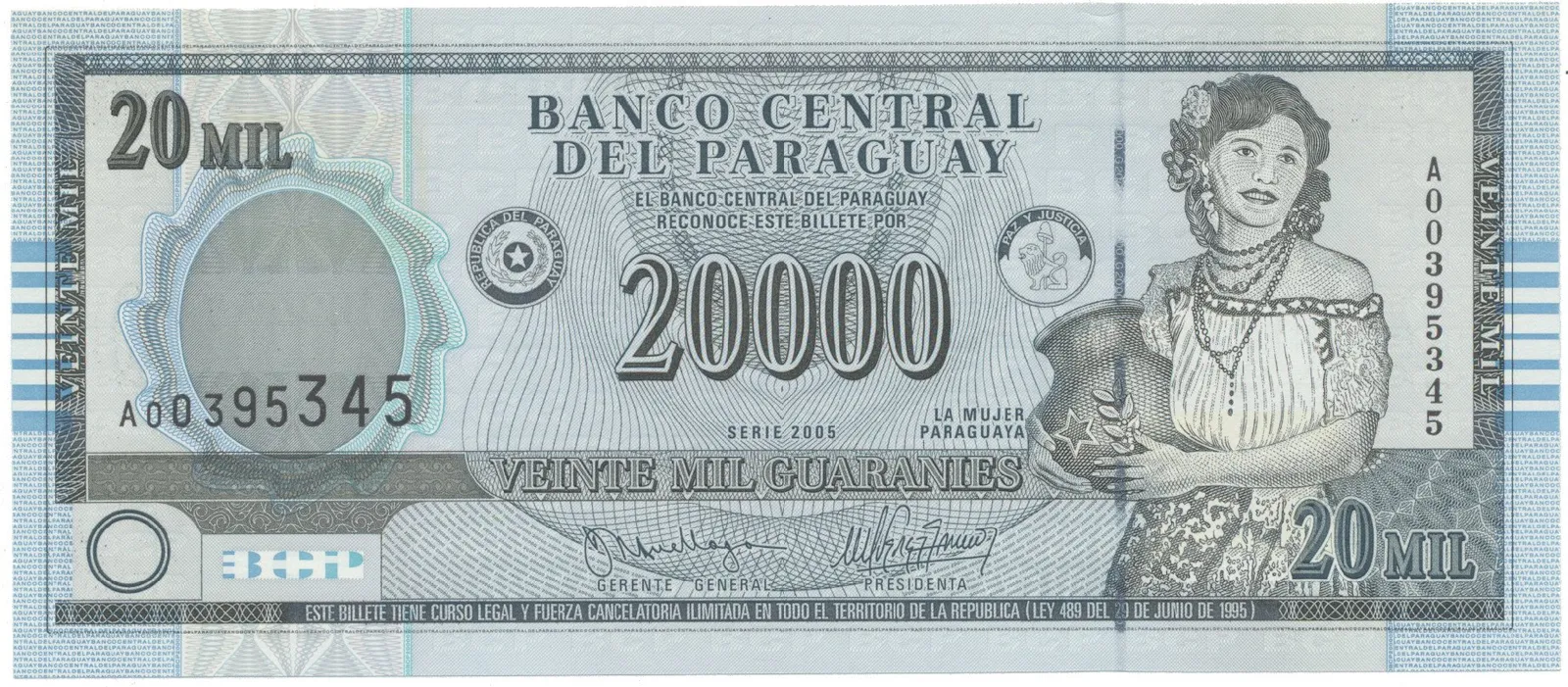 Paraguay, 20.000 Guaranies 2005, P.225
