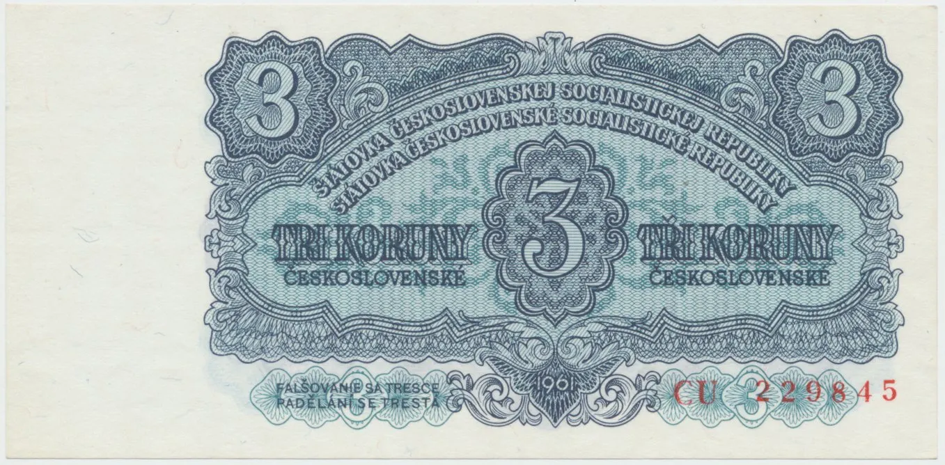 Československo, 3 Koruna 1961, série CU, Hej.98a