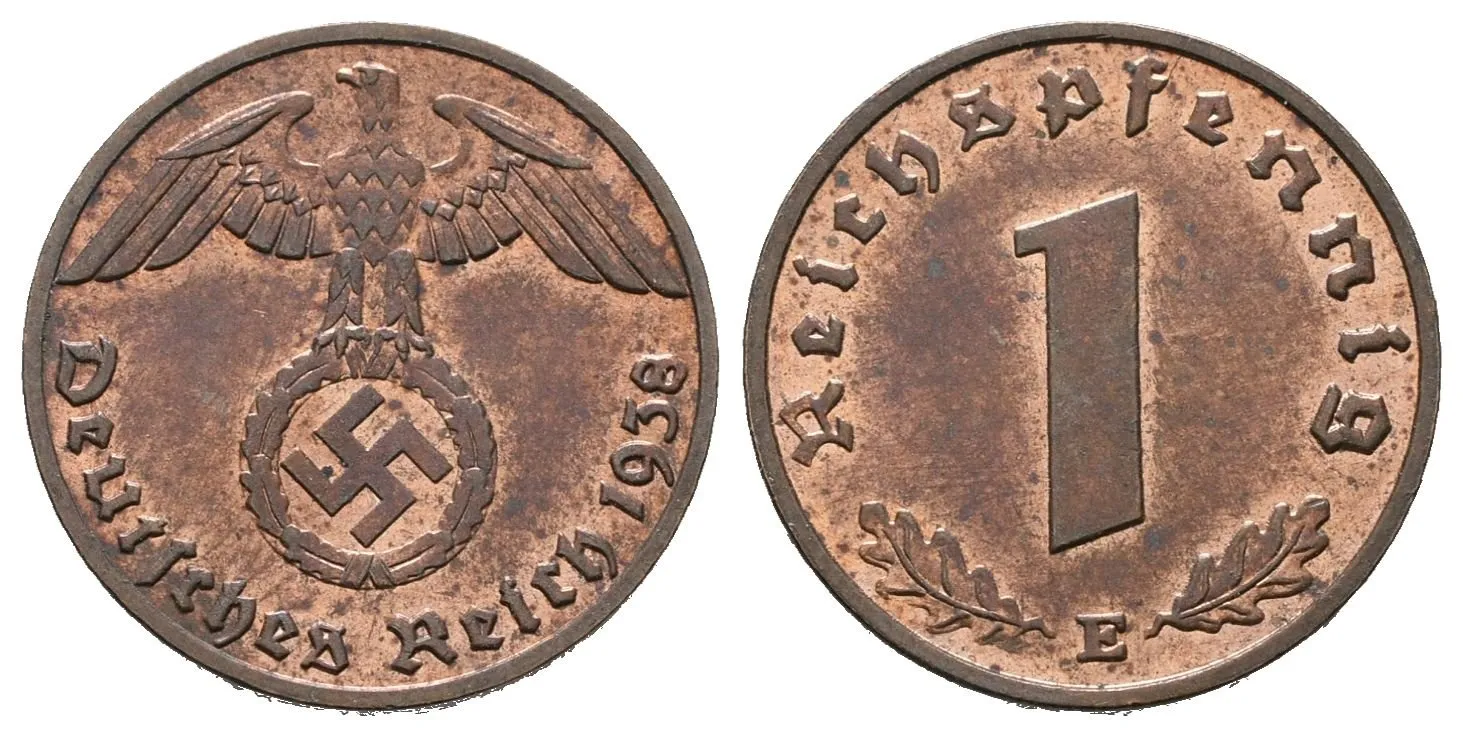 III. říše, 1 Pfennig 1938 E