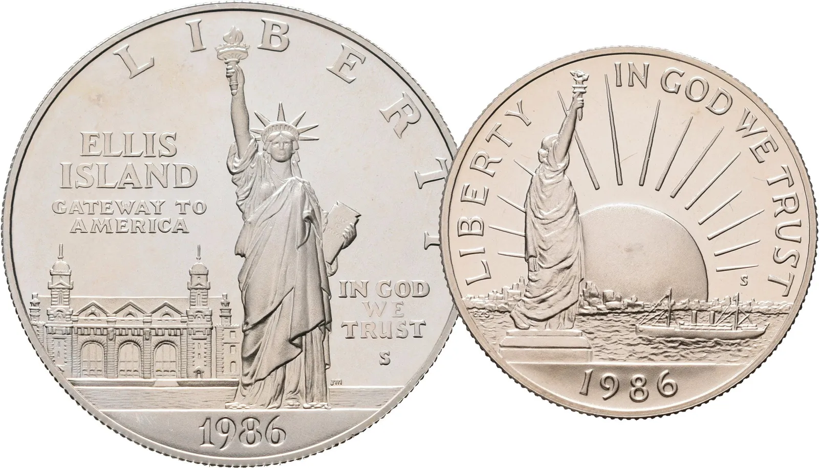 USA, Sada stříbrných mincí Dollar a 1/2 Dollar 1986 PROOF