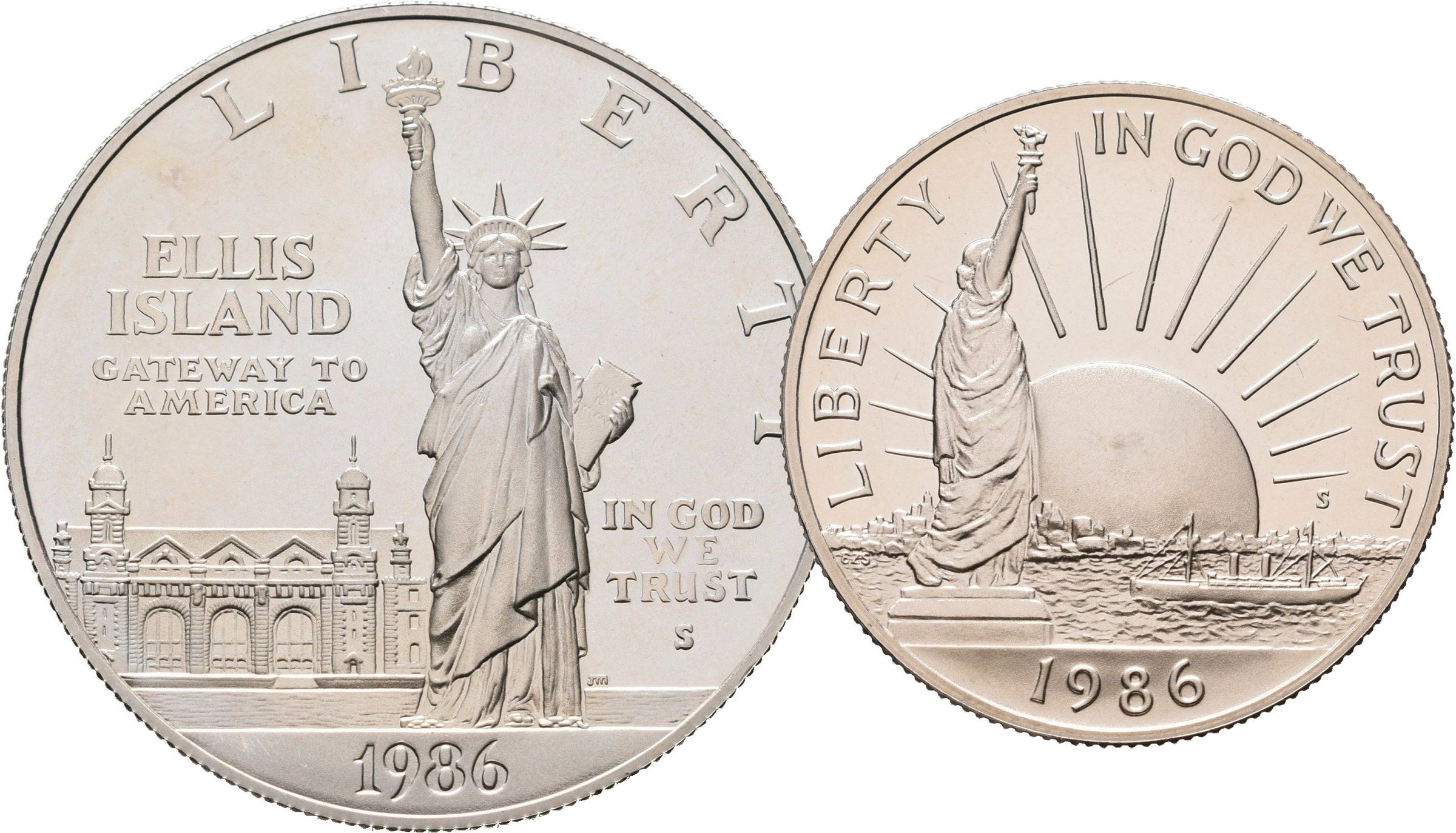 USA, Sada stříbrných mincí Dollar a 1/2 Dollar 1986 PROOF