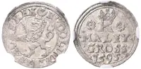 Malý groš 1595, Jáchymov-Hofmann, HN.8b (opis 7c), — 1