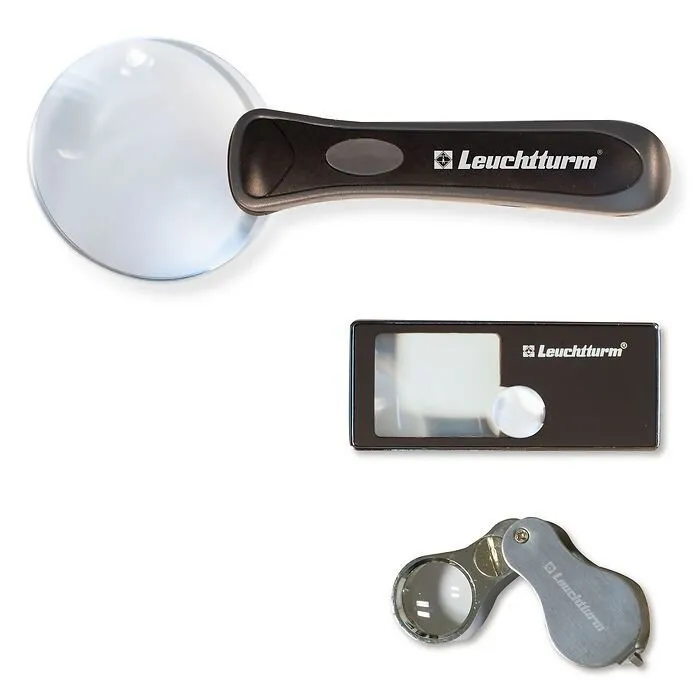 Lupa Leuchtturm- sada tří kusů s LED osvětlením, zvětšení 2,5x 3x 10x