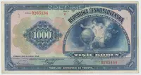 Československo, 1000 Koruna 1932, perf. 1x SPECIMEN nahoře, Hej.26a.S1