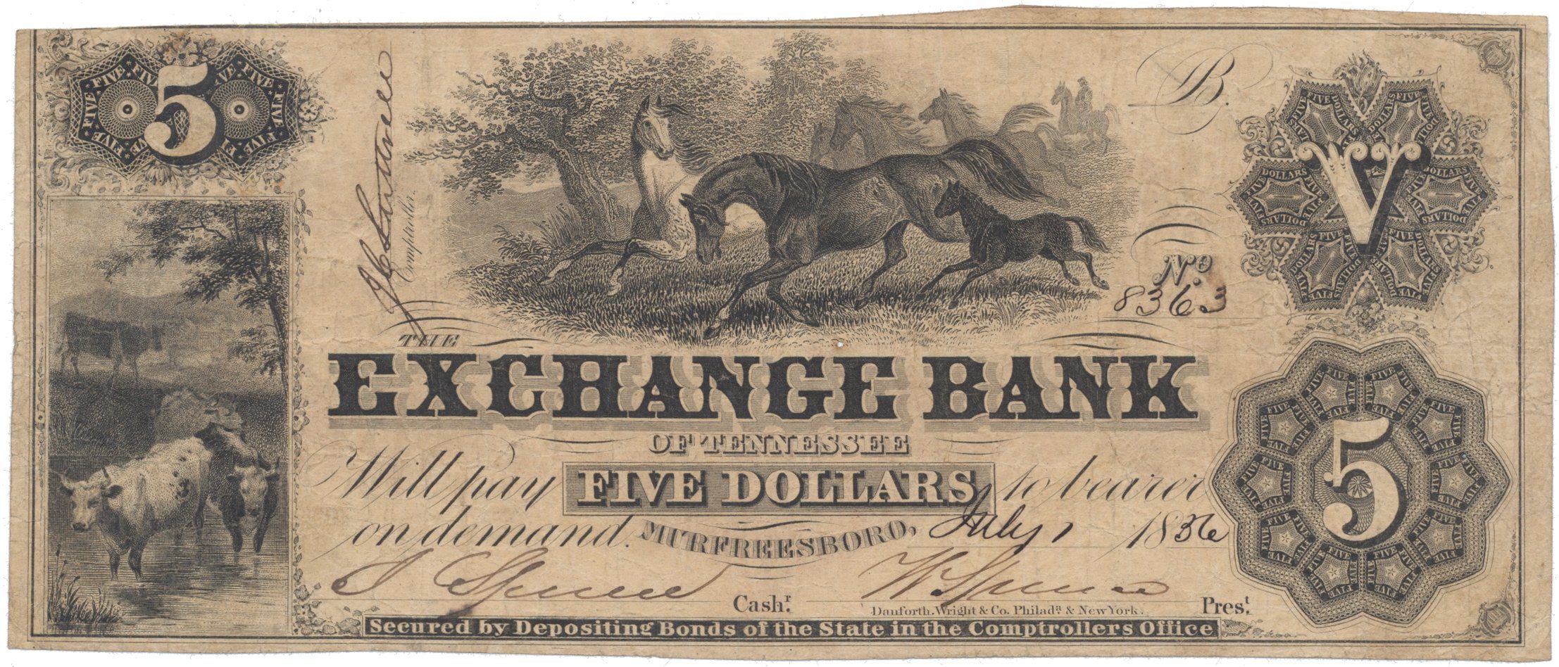 USA - Tennessee, 5 Dollar 1836