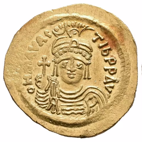 Solidus, Constantinopolis, 583/84 - 602, Rv: VICTORIA AVGGS (dílna S), stojící anděl čelně