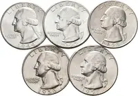 Soubor mincí - 1/4 Dollar 1943 D, 1944 D, 1948, 1951, 1956, — 1