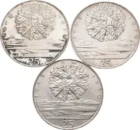 25 Kčs 1970 - 25. výročí osvobození Československa, patina, lesk_3 ks — 1