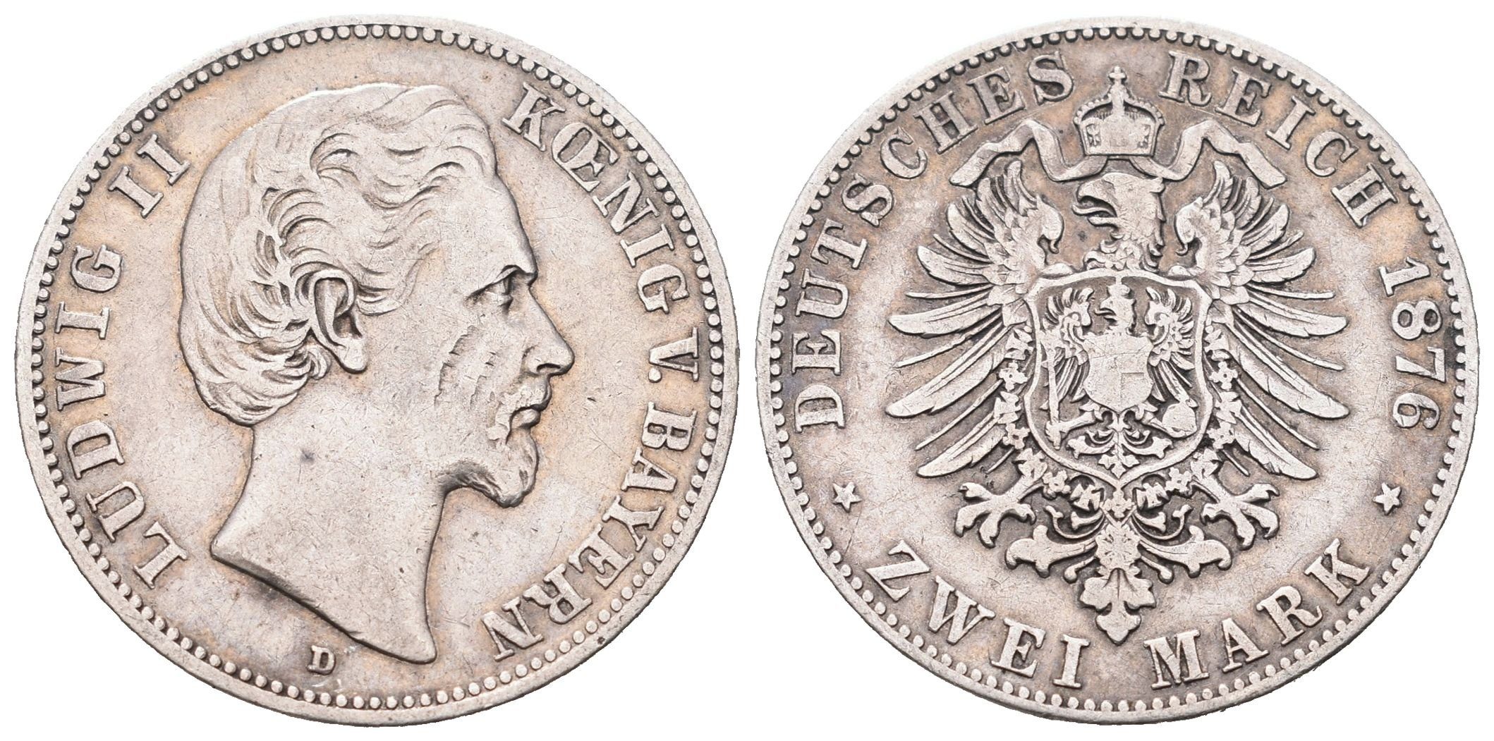 Bavorsko, 2 Marka 1876 D
