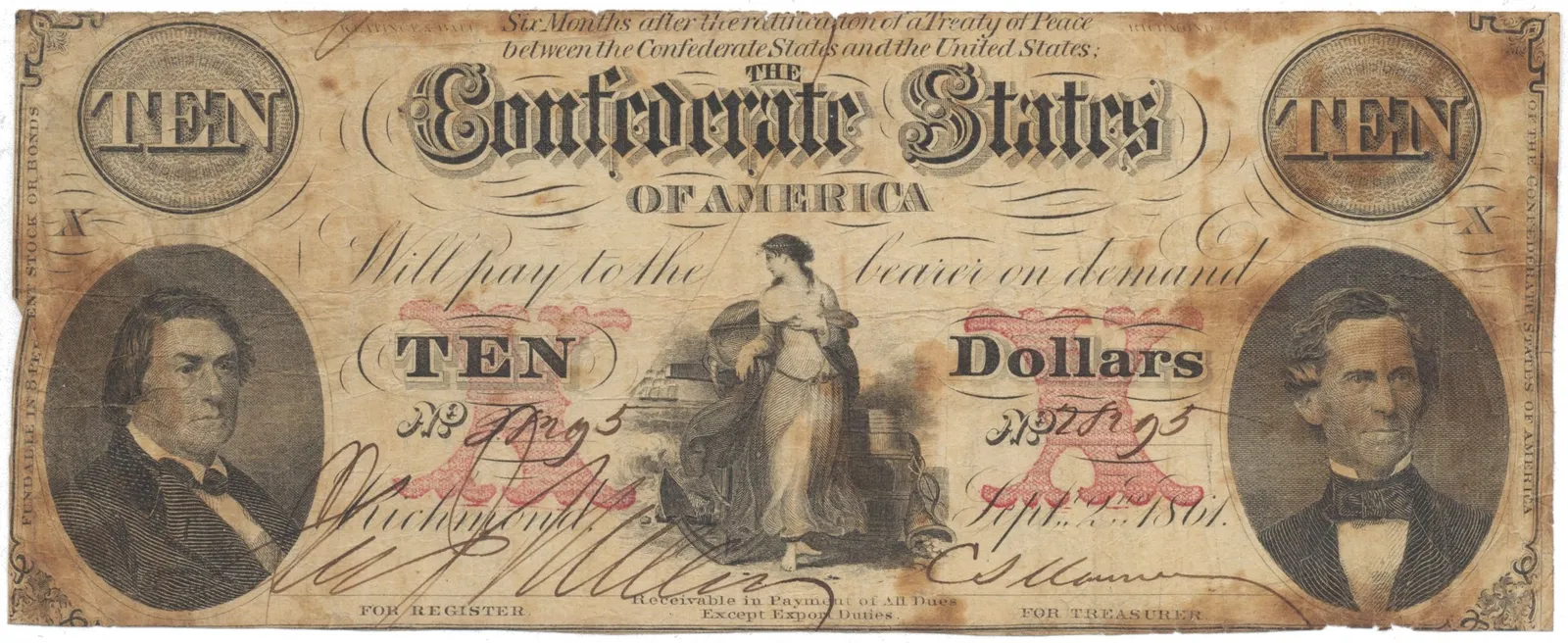 CSA, 10 Dollars 1861, P.25
