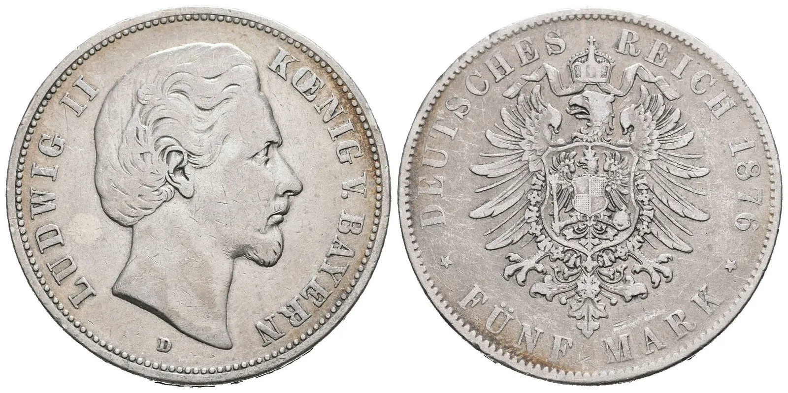 Bavorsko, 5 Marka 1876 D