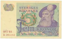 Švédsko, 5 Kronor 1977, P.51c