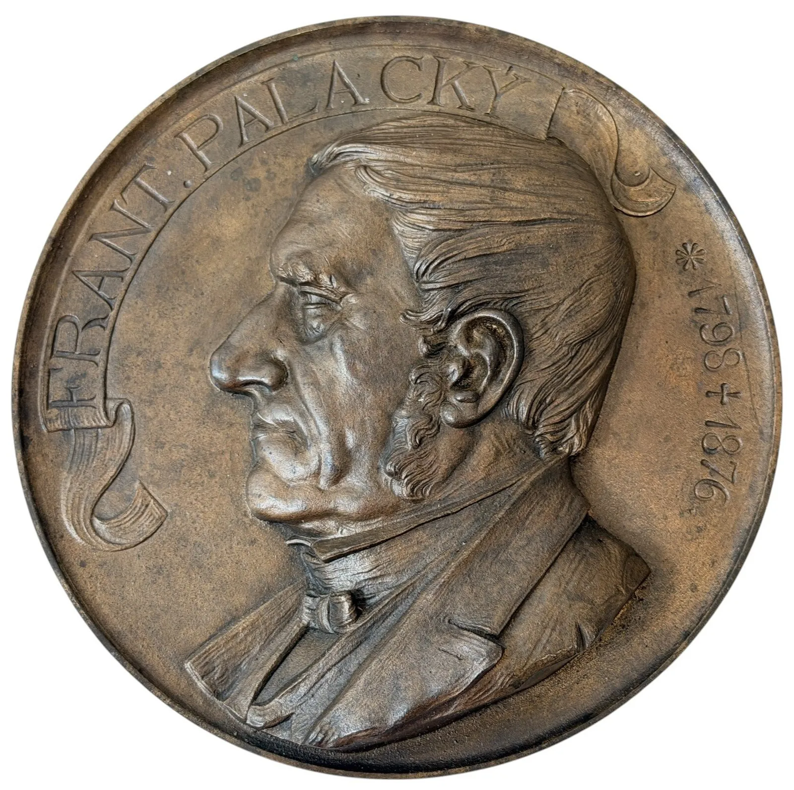 AE Plaketa 1895 - František Palacký. K národopisné výstavě Českoslovanské, odlišné provedení! — 1