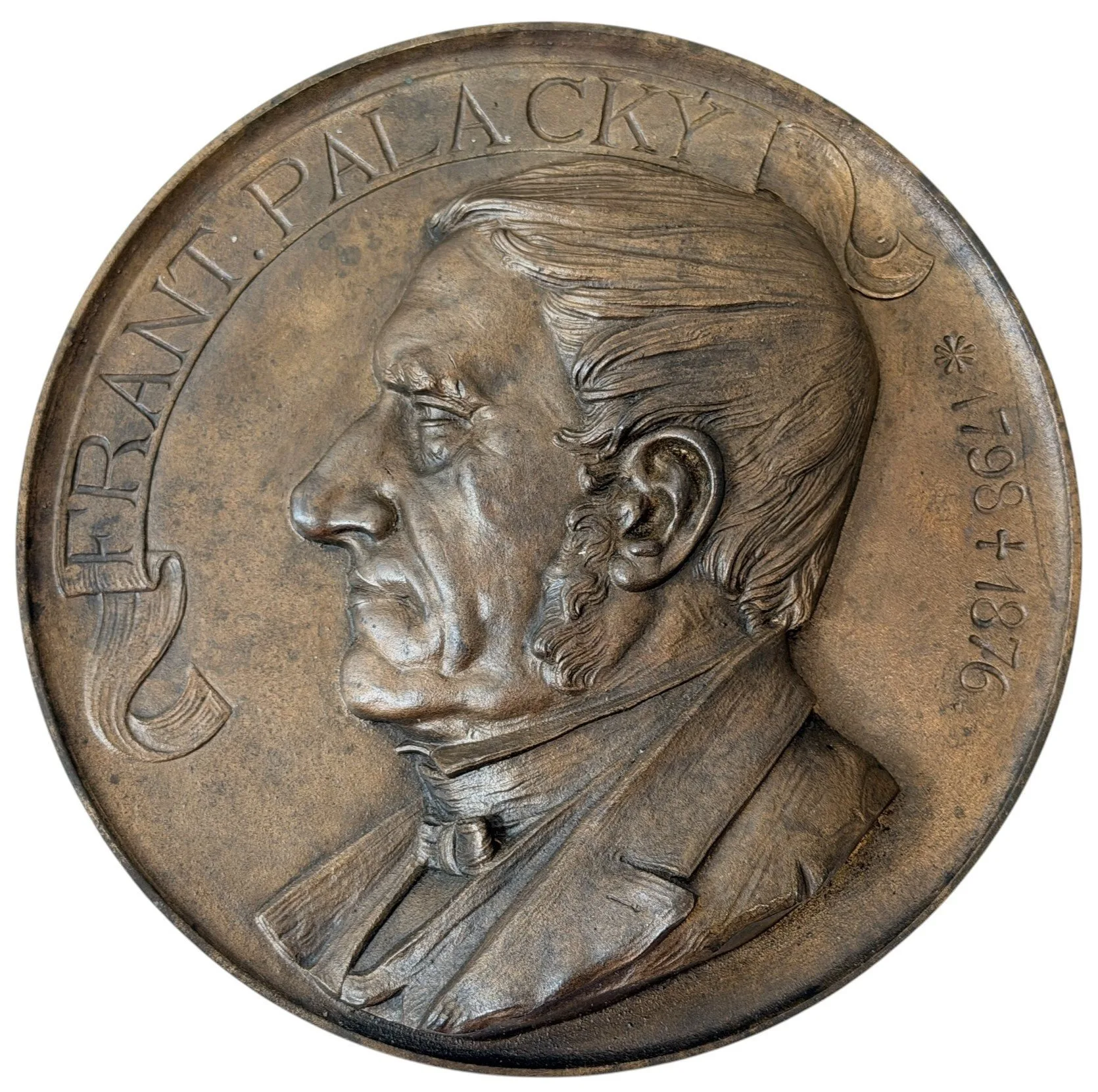 AE Plaketa 1895 - František Palacký. K národopisné výstavě Českoslovanské, odlišné provedení! — 1