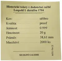 Replika - Historický tolar - Leopold I. 1704 - fotografie 2