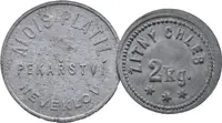 Neveklov - Alois Platil, známka na 4Kg chleba. Zn 25 mm + — 1