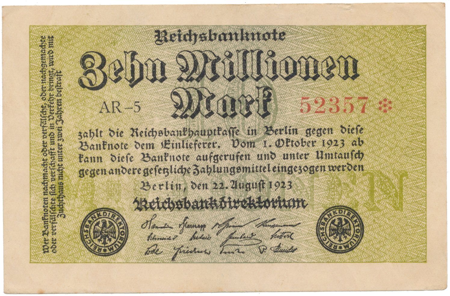 Německo, 10 Millionen Mark 1923, Ro.105b