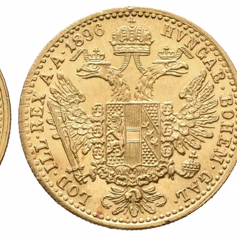 Dukát 1896, krásná zachovalost, ražební lesk, drobné rysky a hranky